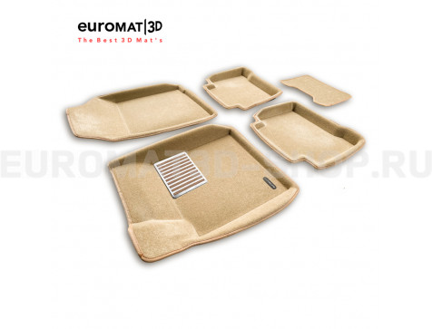 Текстильные 3D коврики Euromat3D Lux в салон для Renault Latitude (2010-) № EM3D-003718T Бежевые