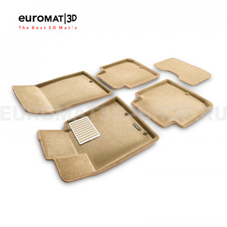 Текстильные 3D коврики Euromat3D Lux в салон для Kia Quoris (2014-) № EM3D-002928T Бежевые