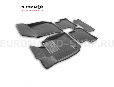 Текстильные 3D коврики Euromat3D Business в салон для Mercedes C-Class (W204) (2007-2014) № EMC3D-003503G Серые